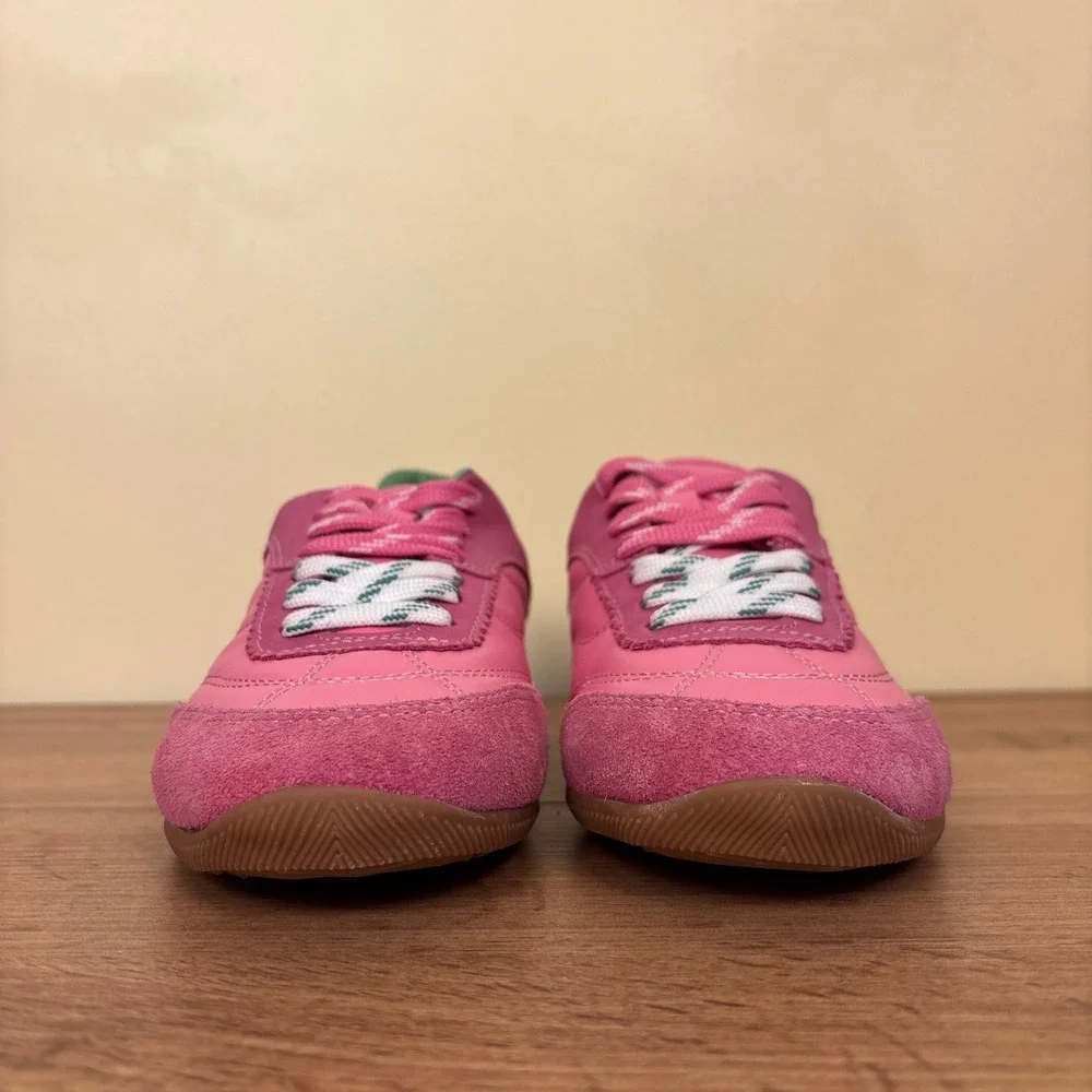 DOLCE VITA Laini Sneakers Pink Women Size 7.5 Suede Low Top Multicolor Laces